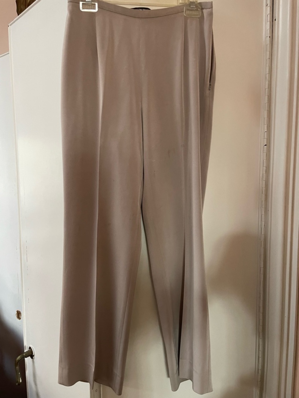 Ellen Tracy Taupe Wide-Leg Dress Pants spots shown